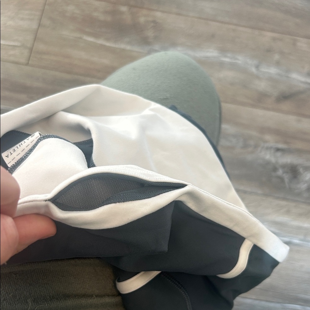 Athleta Dark Gray Leggings with White Stripes - Picture 7 of 7